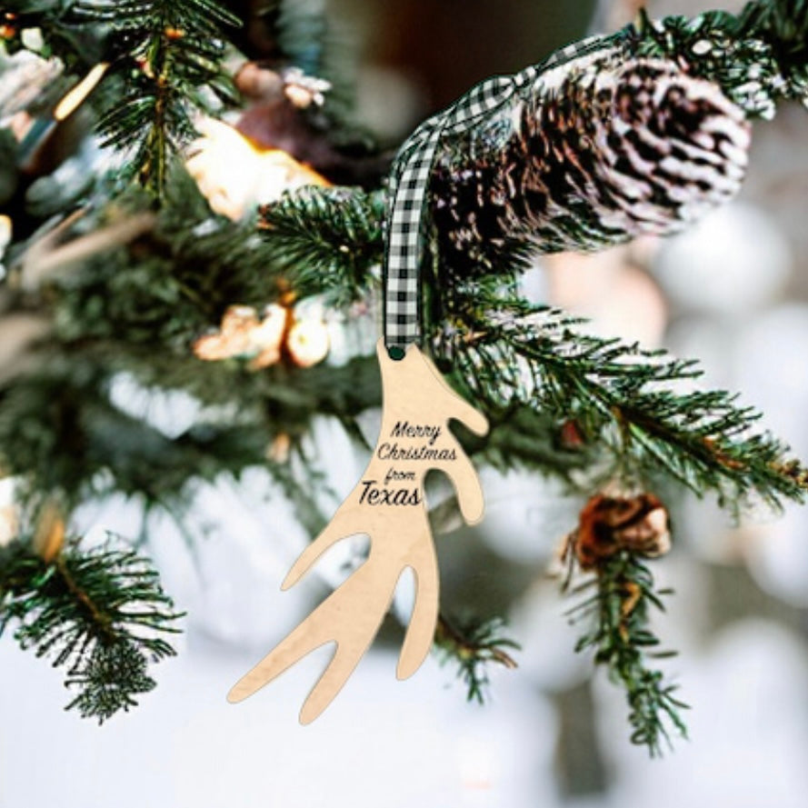 Merry Christmas from Texas Antler Ornament