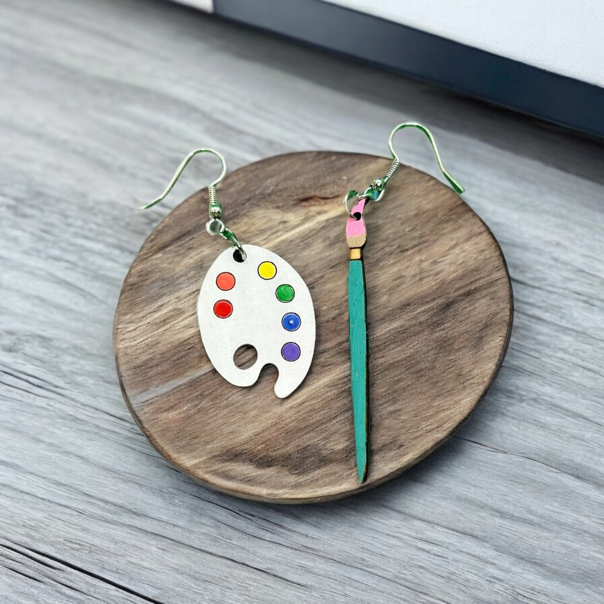 Paint Pallet and Paint Brush Earrings