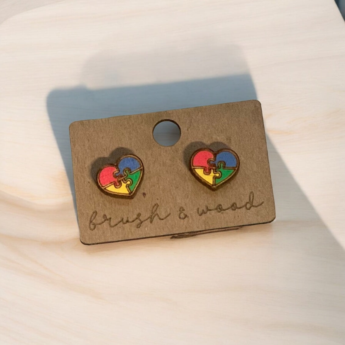 Autism Puzzle Heart Studs