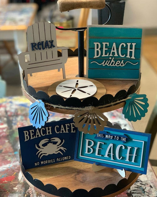 Beach DIY Unpainted Tiered Tray Kit