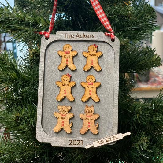 Painted Gingerbread Cookie Sheet Family Ornament