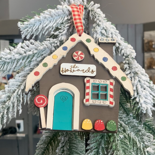 Painted Gingerbread House Ornament